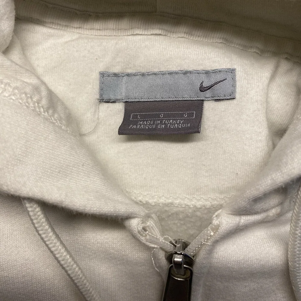 Nike Air Mens Full Zip Hoodie Cream Off White Embroidered‎ Logo Size Large L